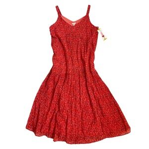 Joie Pink & Red Abstract Cottage Maximalism Cotton Gauzy Maxi Dress